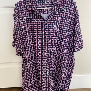 Mizzen+Main Navy and Pink Floral Polo